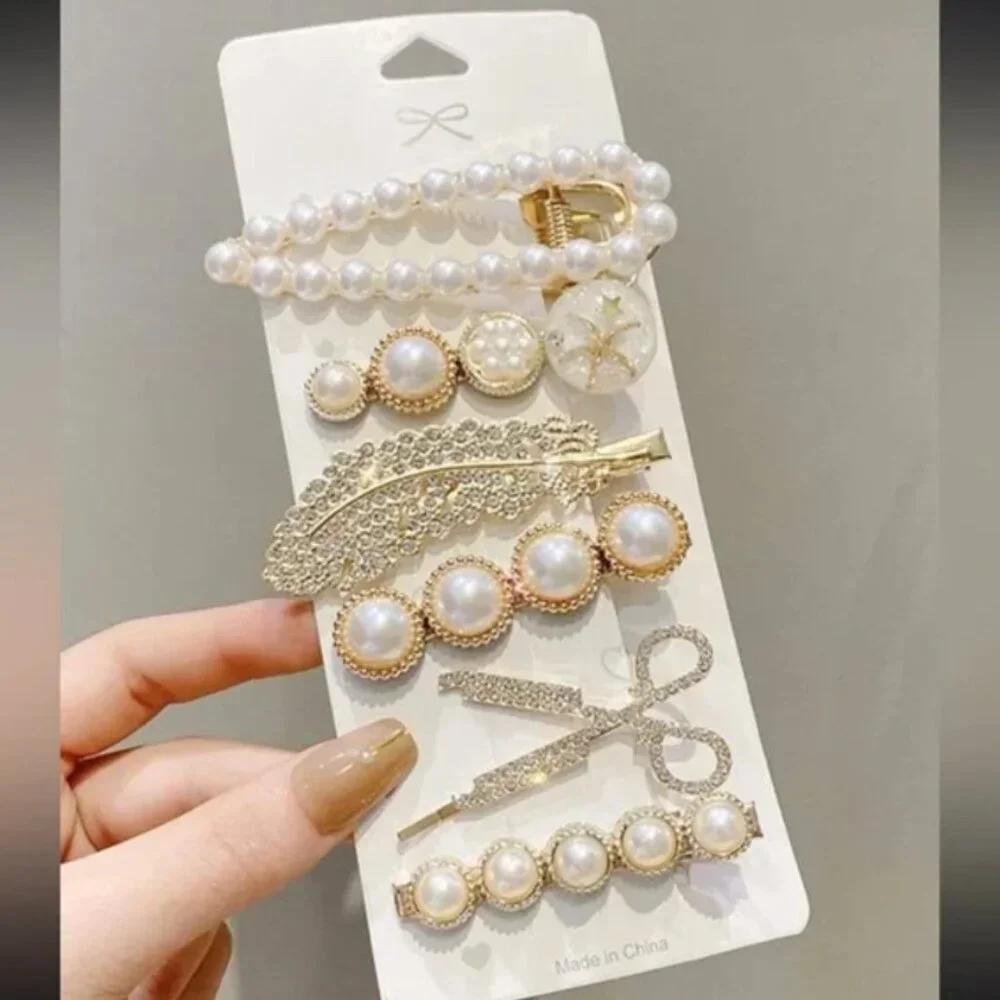 Set of 6 Pearl Hair Clips